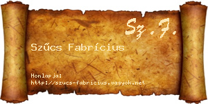 Szűcs Fabrícius névjegykártya