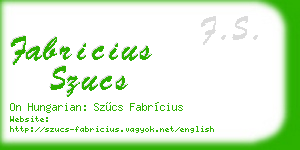 fabricius szucs business card