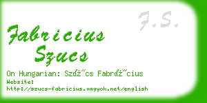 fabricius szucs business card